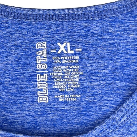 Blue Star Shirt Womens XL Heathered Blue Tech Fabric Minimalist Athletic T Shirt - Picture 7 of 7
